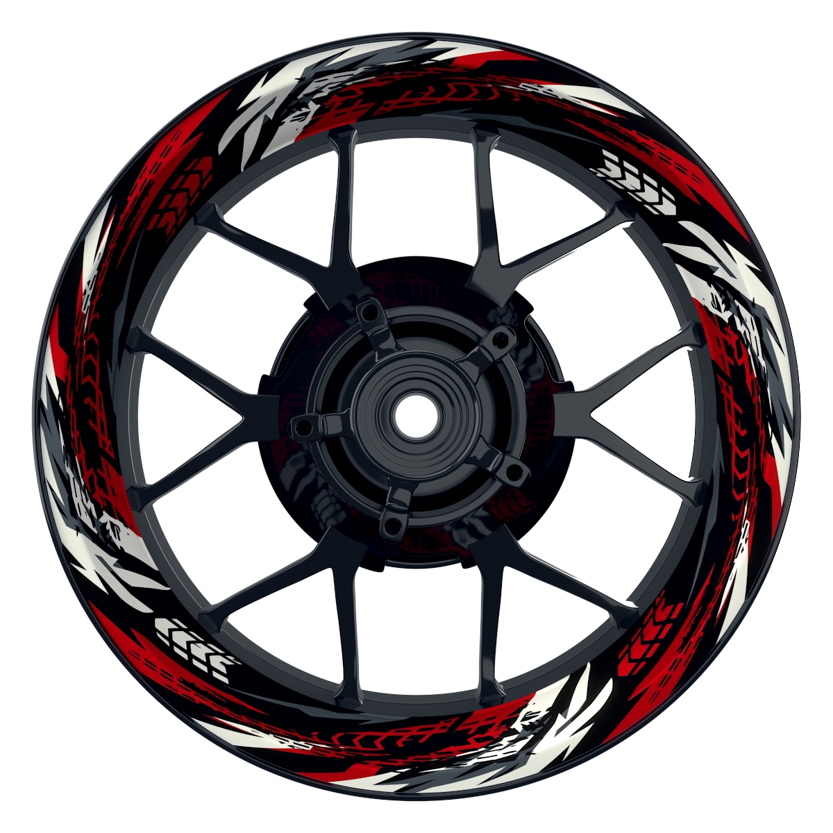 Tires schwarz rot Wheelsticker Felgenaufkleber