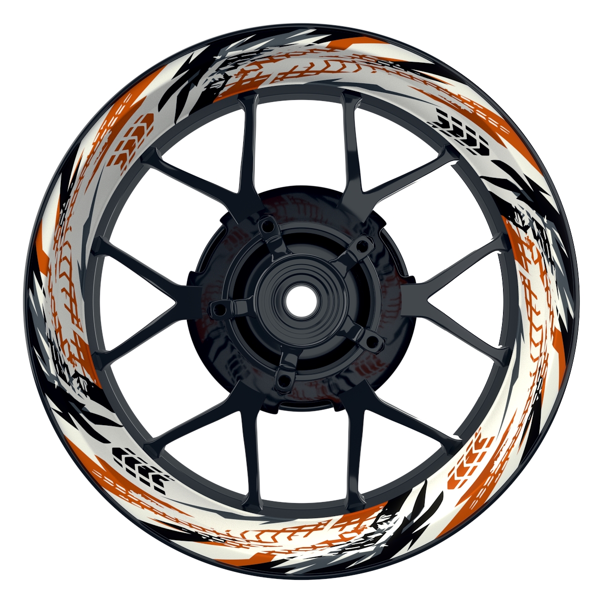 Tires weiss orange Wheelsticker Felgenaufkleber