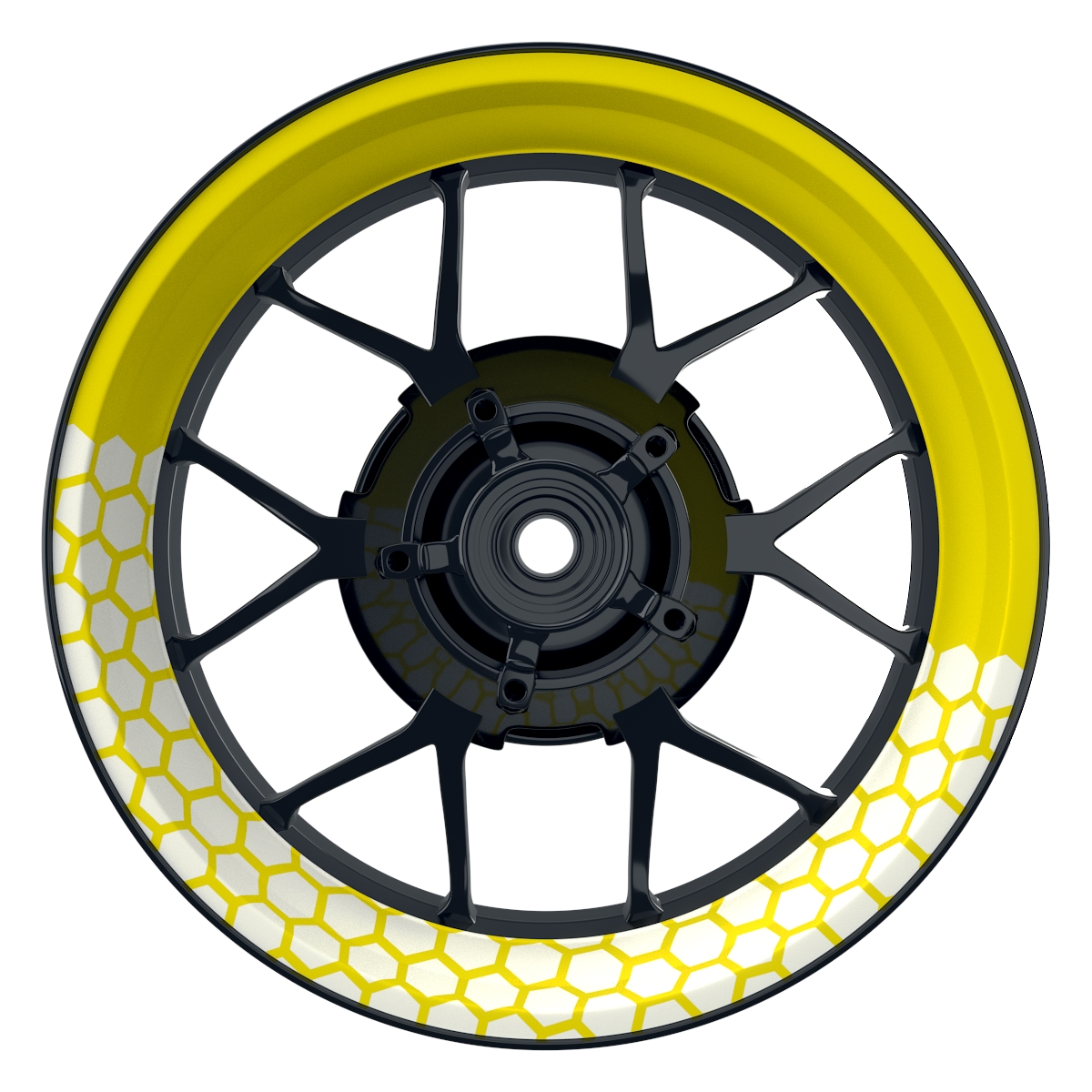 Hexagon halb halb weiss gelb Frontansicht 