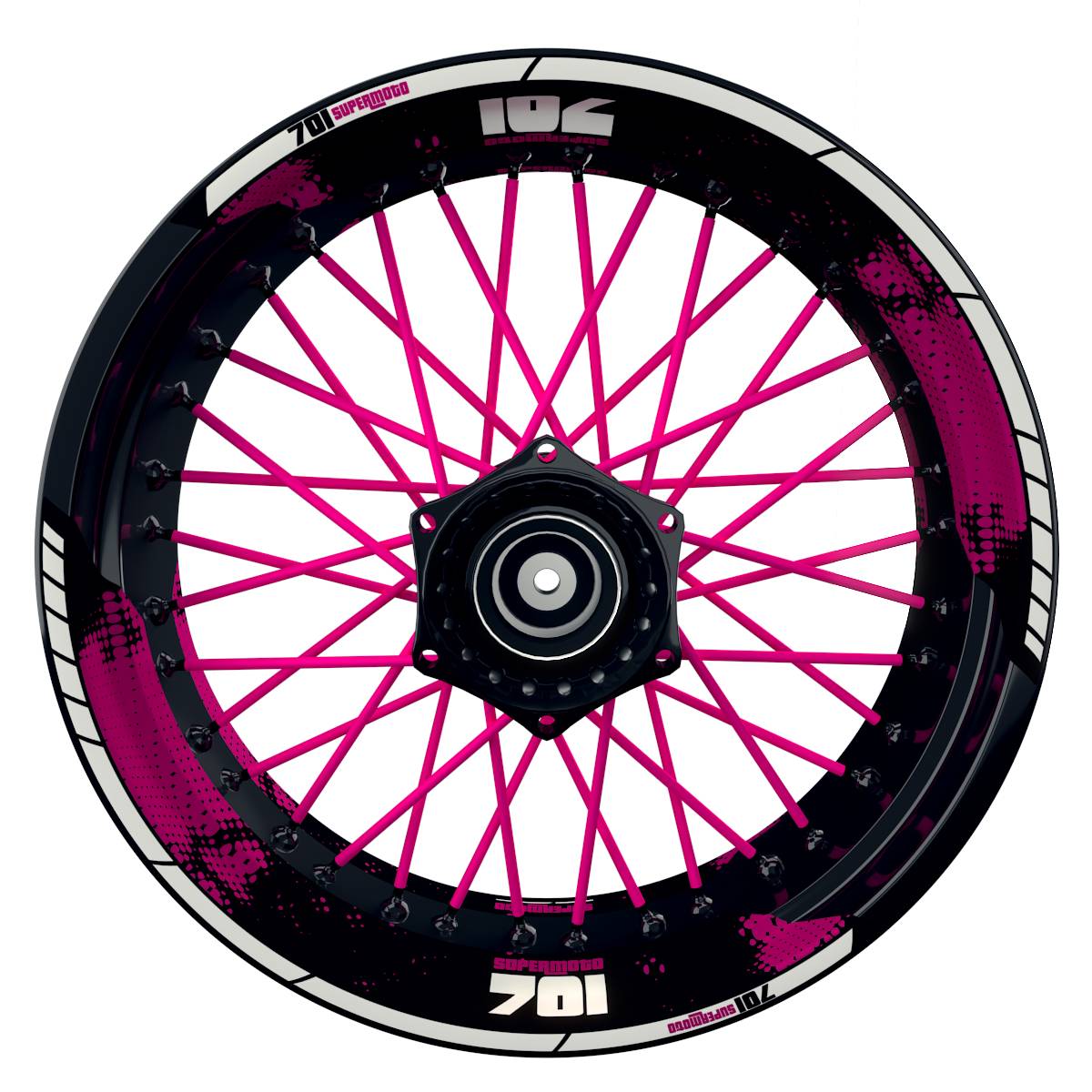 701 Supermoto Dots schwarz pink Frontansicht