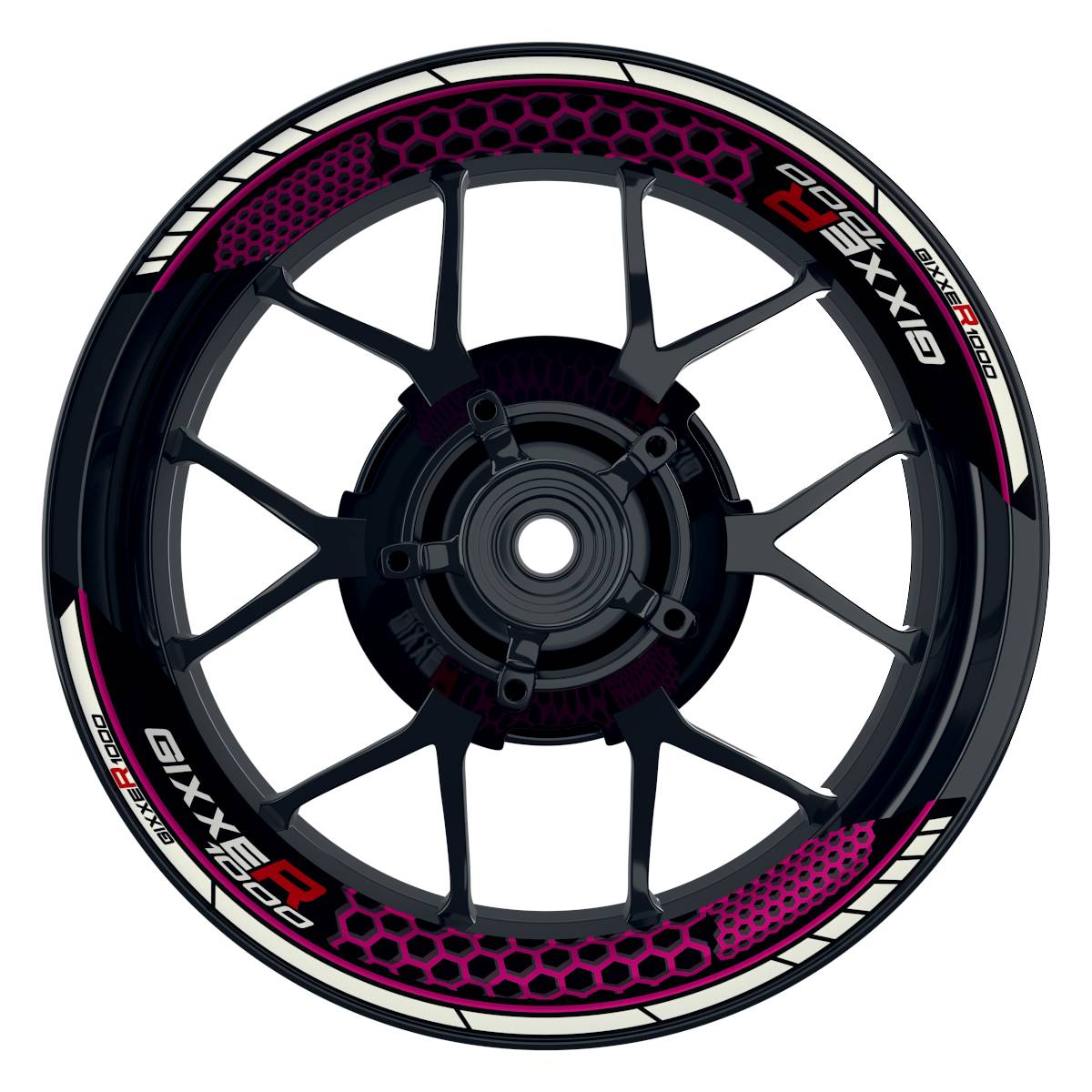 GIXXER1000 Hexagon schwarz pink Frontansicht