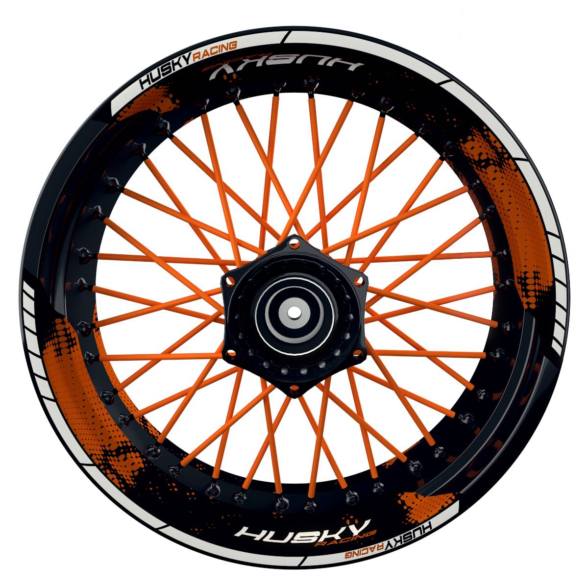 HUSKY Racing Dots schwarz orange Frontansicht