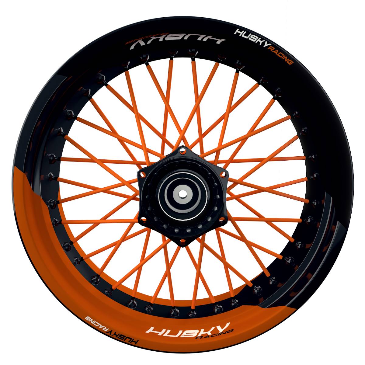 HUSKY Racing halb halb schwarz orange Frontansicht