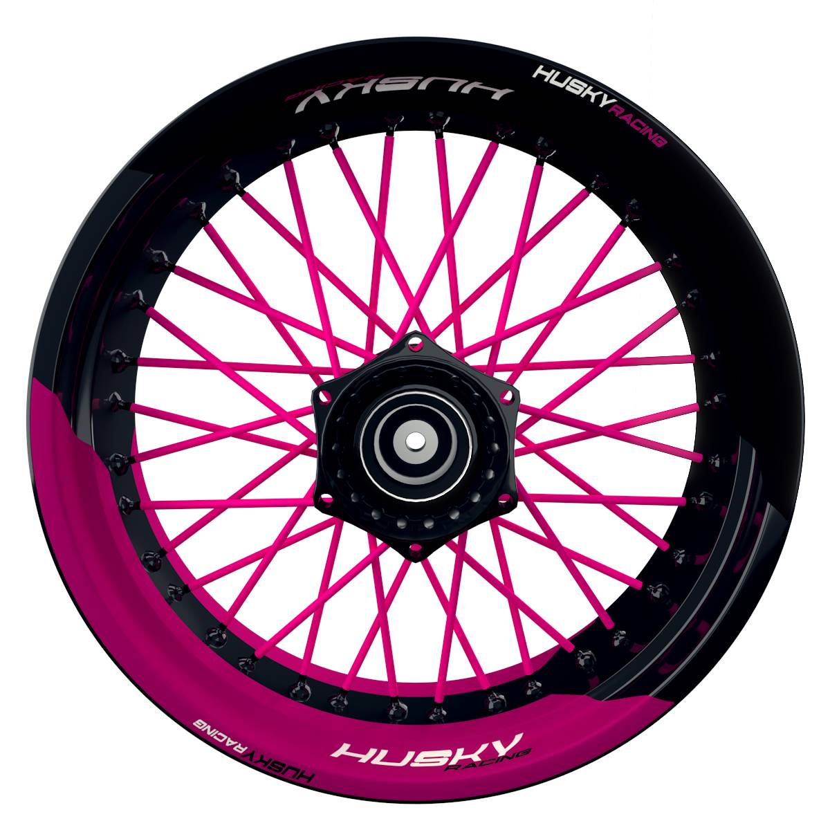 HUSKY Racing halb halb schwarz pink Frontansicht