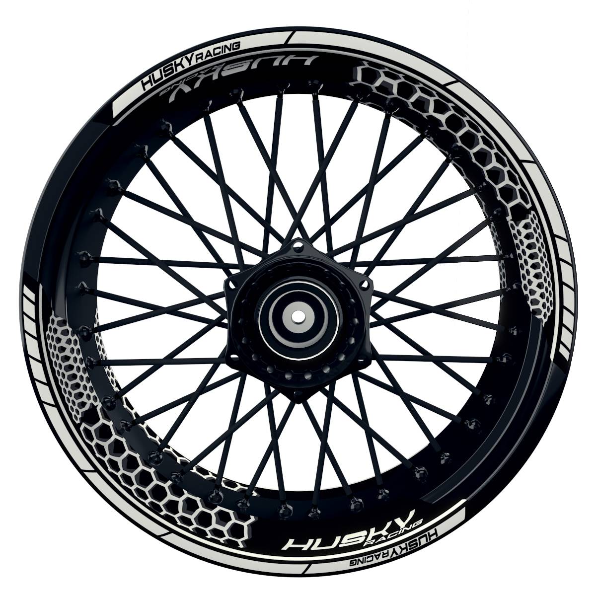 HUSKY Racing Hexagon schwarz weiss Frontansicht