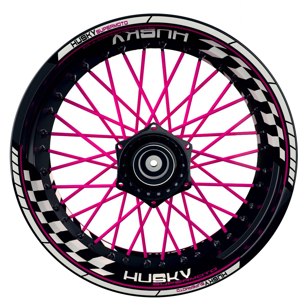 HUSKY Supermoto Grid schwarz pink Frontansicht