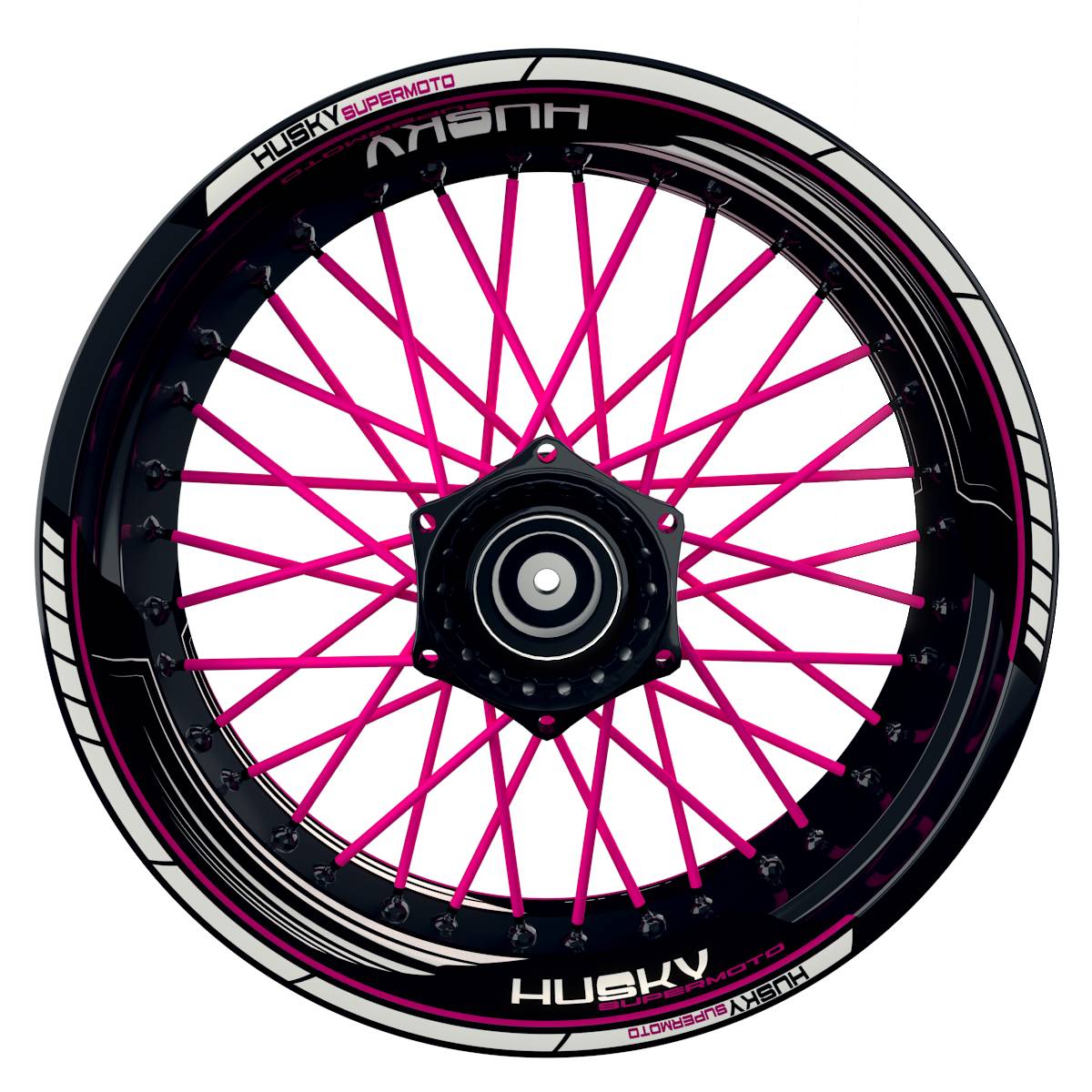 HUSKY Supermoto SAW schwarz pink Frontansicht