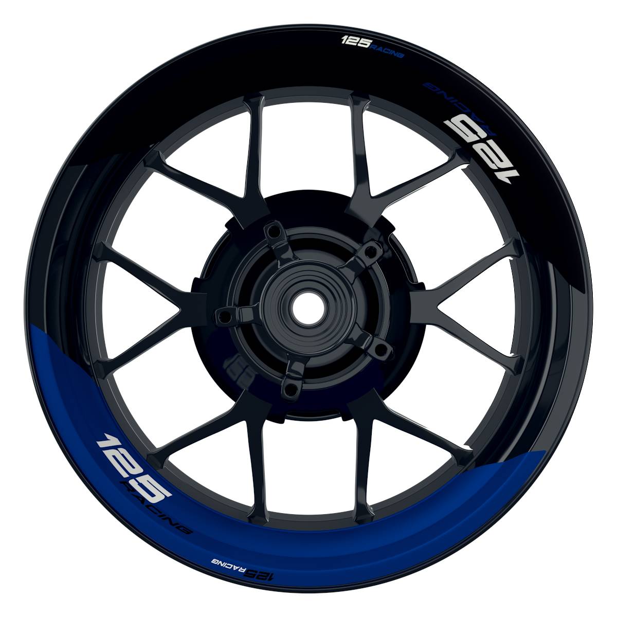 KTM Racing 125 halb halb schwarz blau Frontansicht