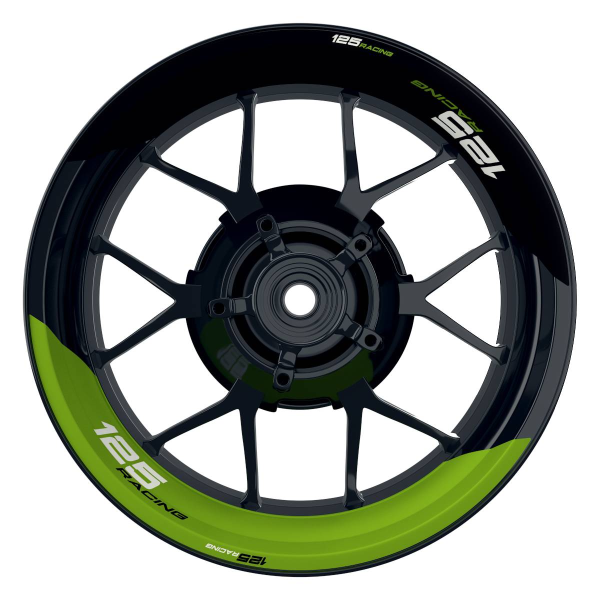 KTM Racing 125 halb halb schwarz gruen Frontansicht