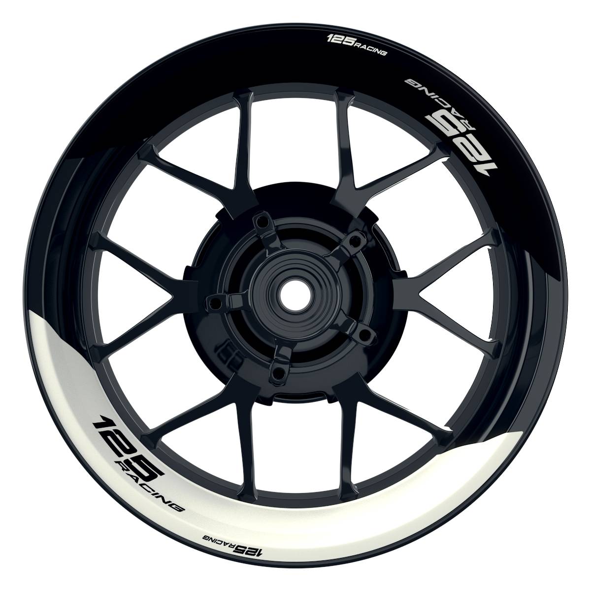 KTM Racing 125 halb halb schwarz weiss Frontansicht