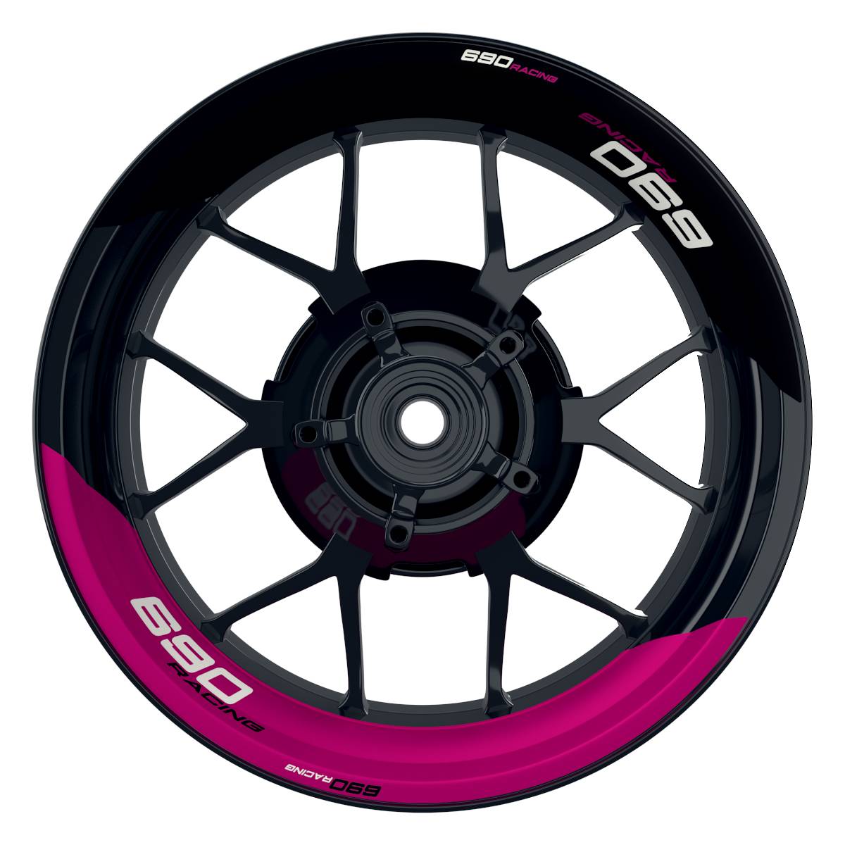 KTM Racing 690 halb halb schwarz pink Frontansicht