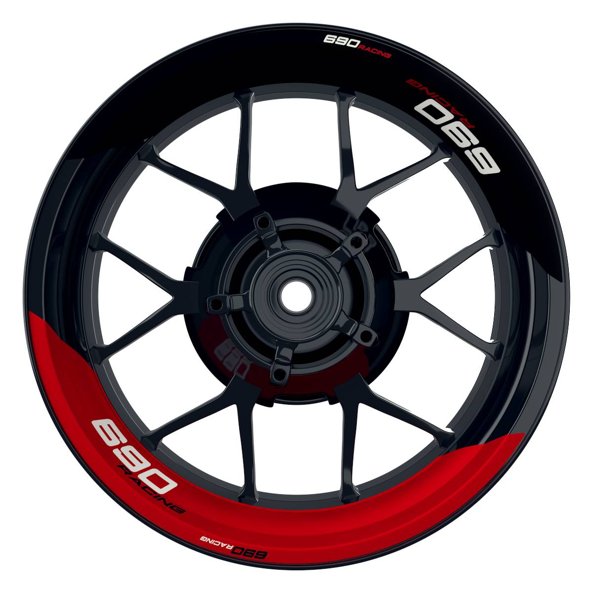 KTM Racing 690 halb halb schwarz rot Frontansicht