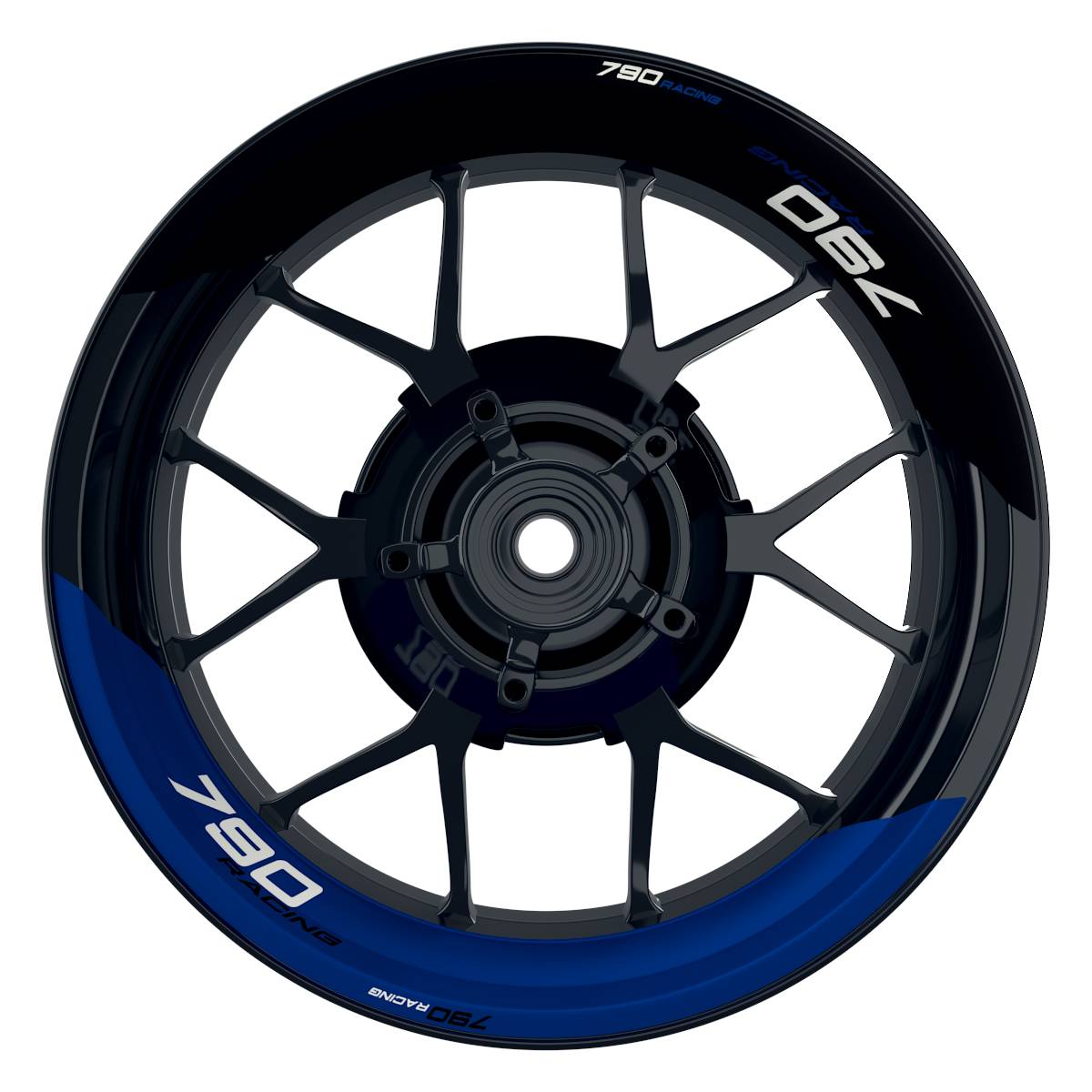 KTM Racing 790 halb halb schwarz blau Frontansicht