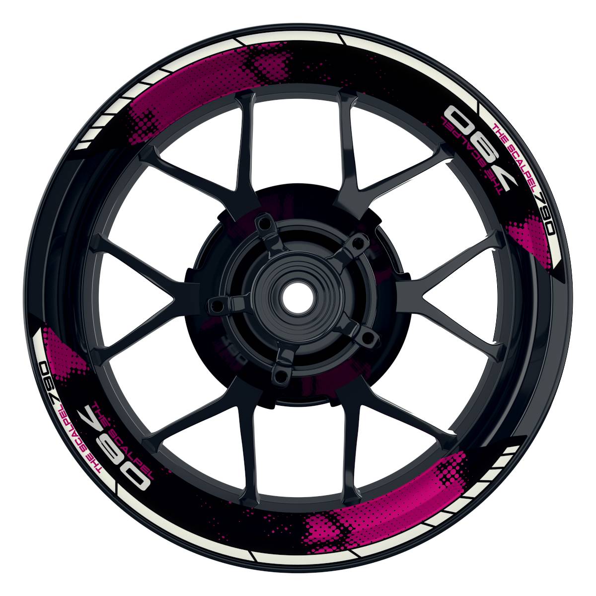 THE SCALPEL 790 Supermoto Dots schwarz pink Frontansicht