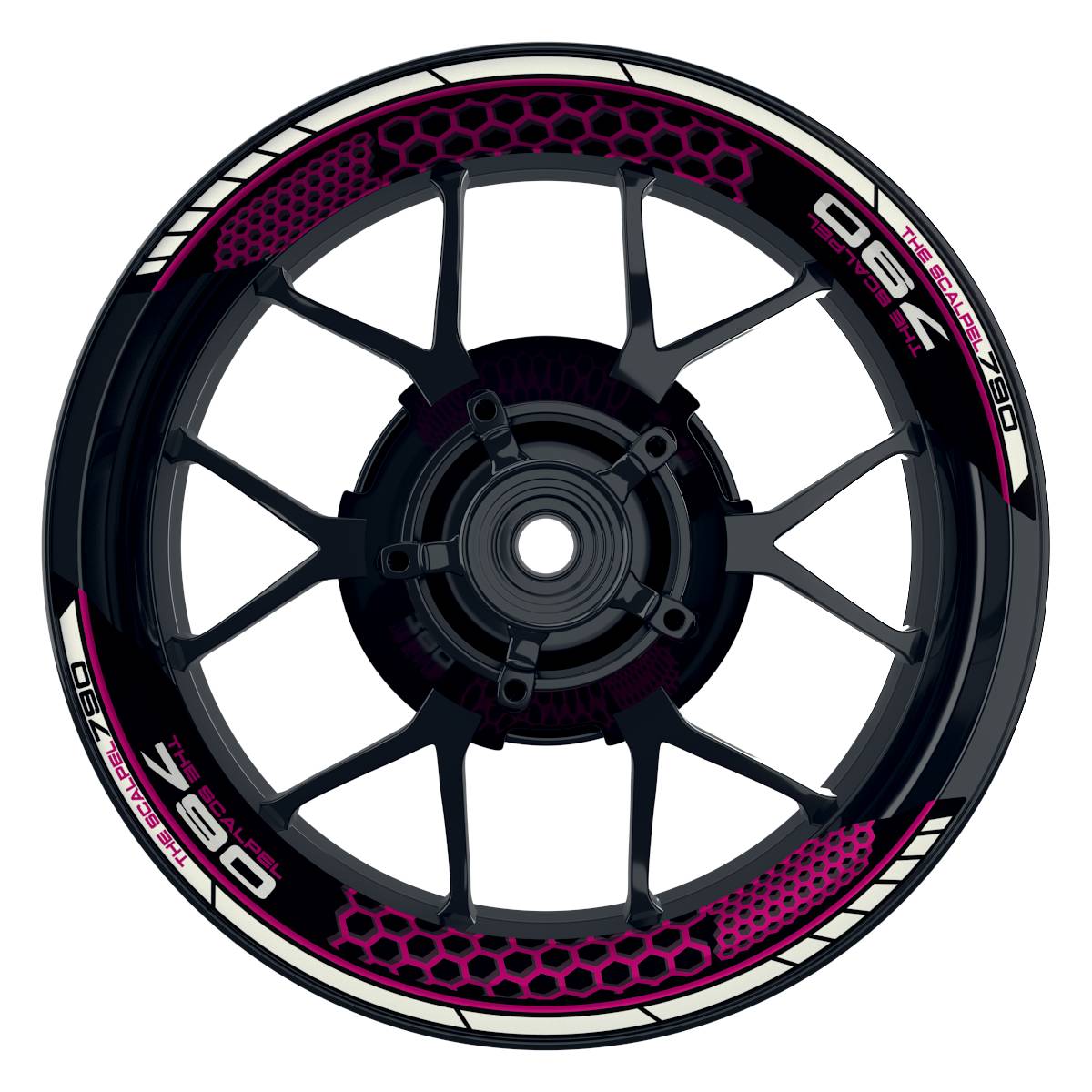 THE SCALPEL 790 Supermoto Hexagon schwarz pink Frontansicht