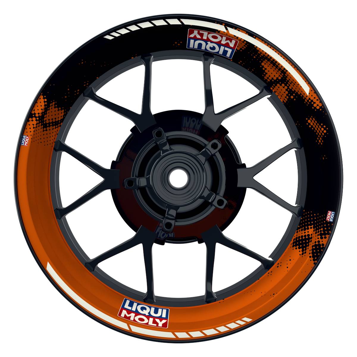 Felgenaufkleber Liqui Moly DOTS schwarz orange