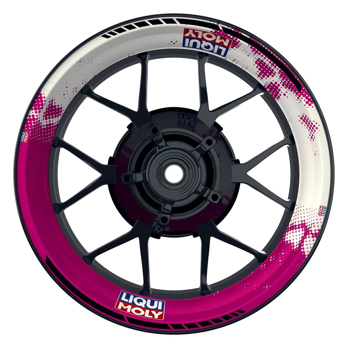 Felgenaufkleber Liqui Moly DOTS weiss pink