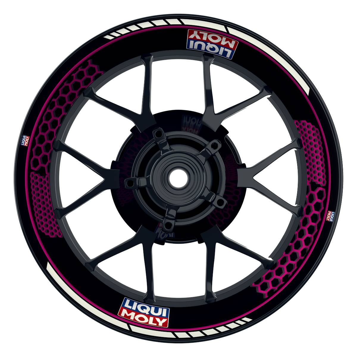 Felgenaufkleber Liqui Moly Hexagon schwarz pink