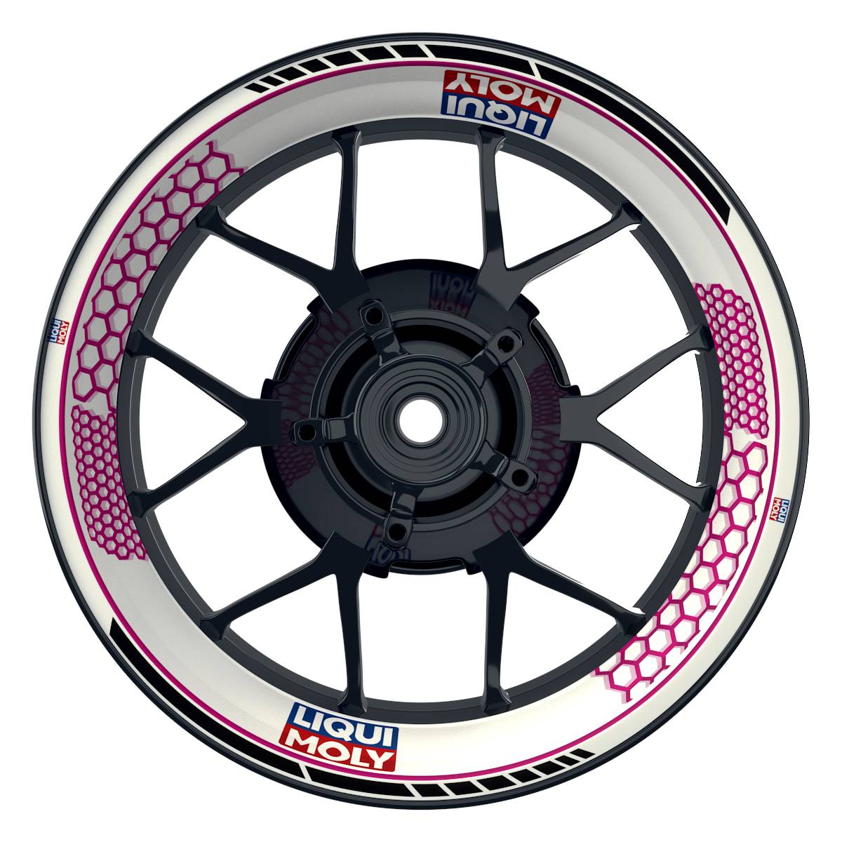 Felgenaufkleber Liqui Moly Hexagon weiss pink