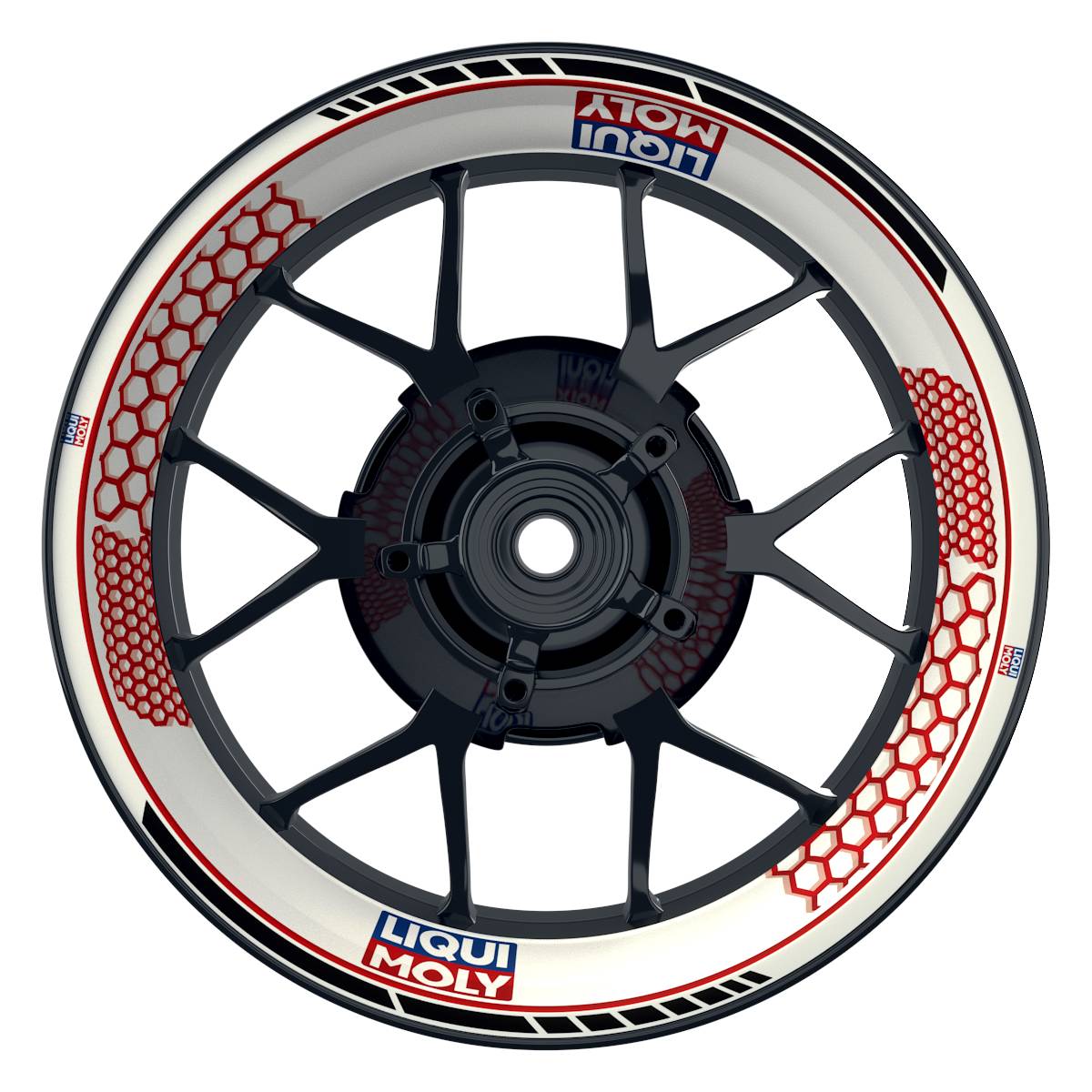 Felgenaufkleber Liqui Moly Hexagon weiss rot