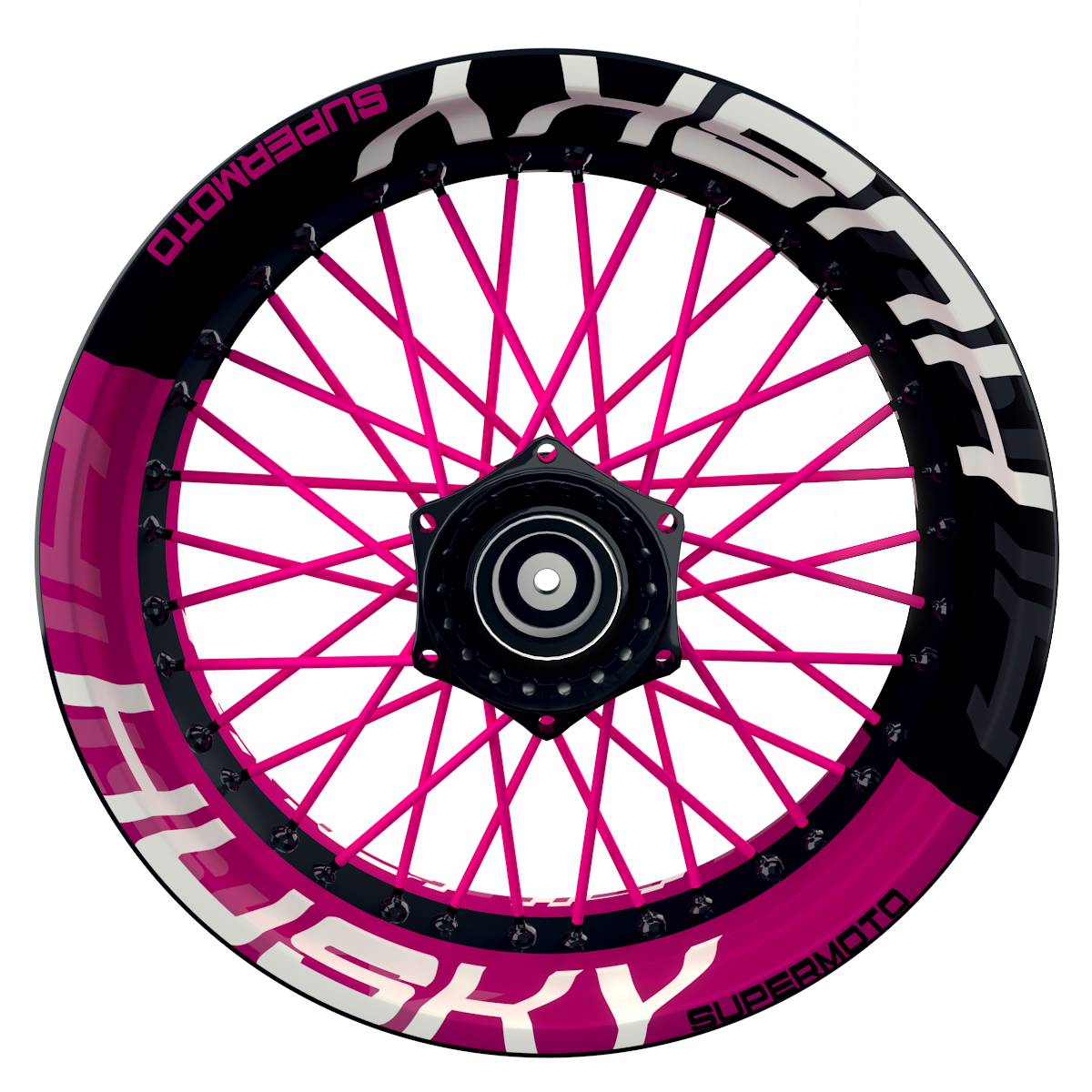 HuskySUPERMOTO 2022 Halb halb schwarz V2 pink Frontansicht