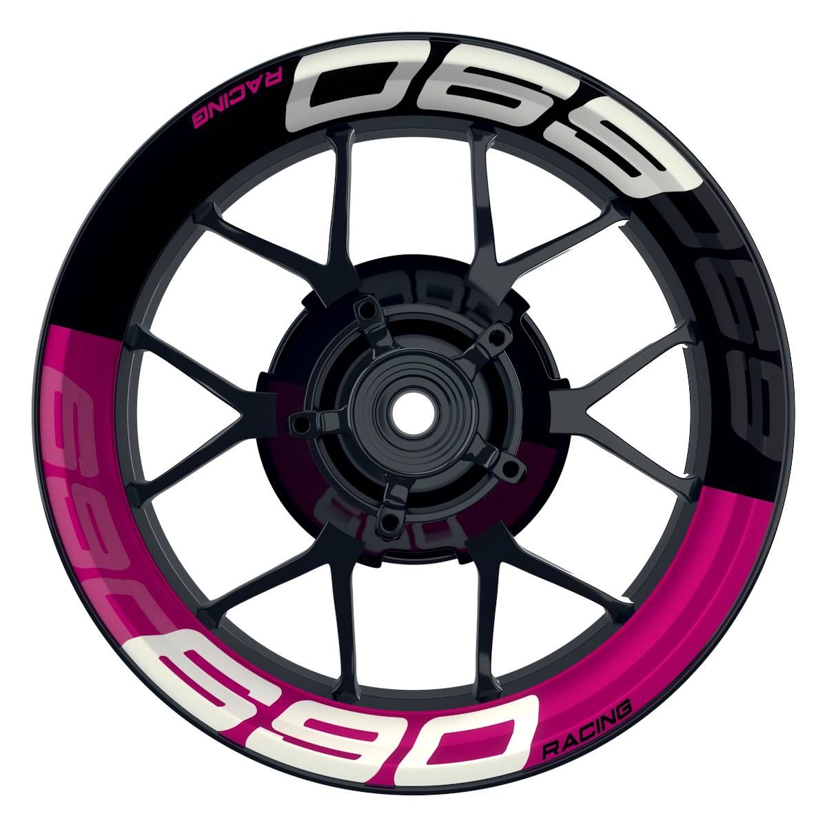 KTM 690RACING 2022 Halb halb schwarz V2 pink Frontansicht