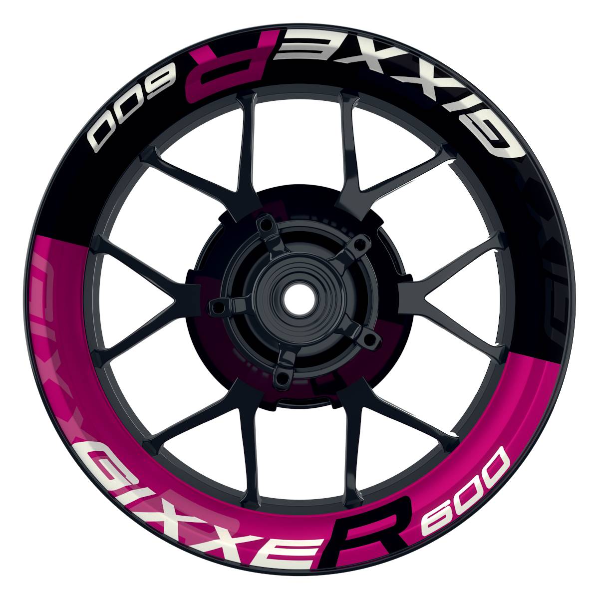 GIXXER600 2022 Halb halb schwarz V2 pink Frontansicht