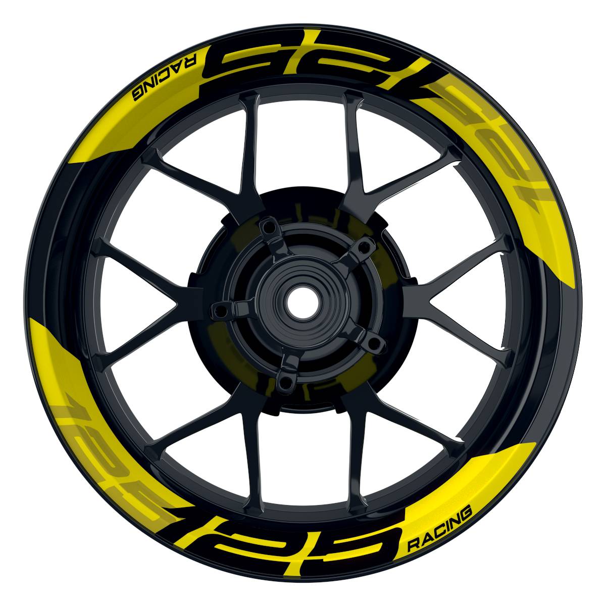 Wheelsticker Felgenaufkleber KTM Racing 125 einfarbig V2 gelb Frontansicht