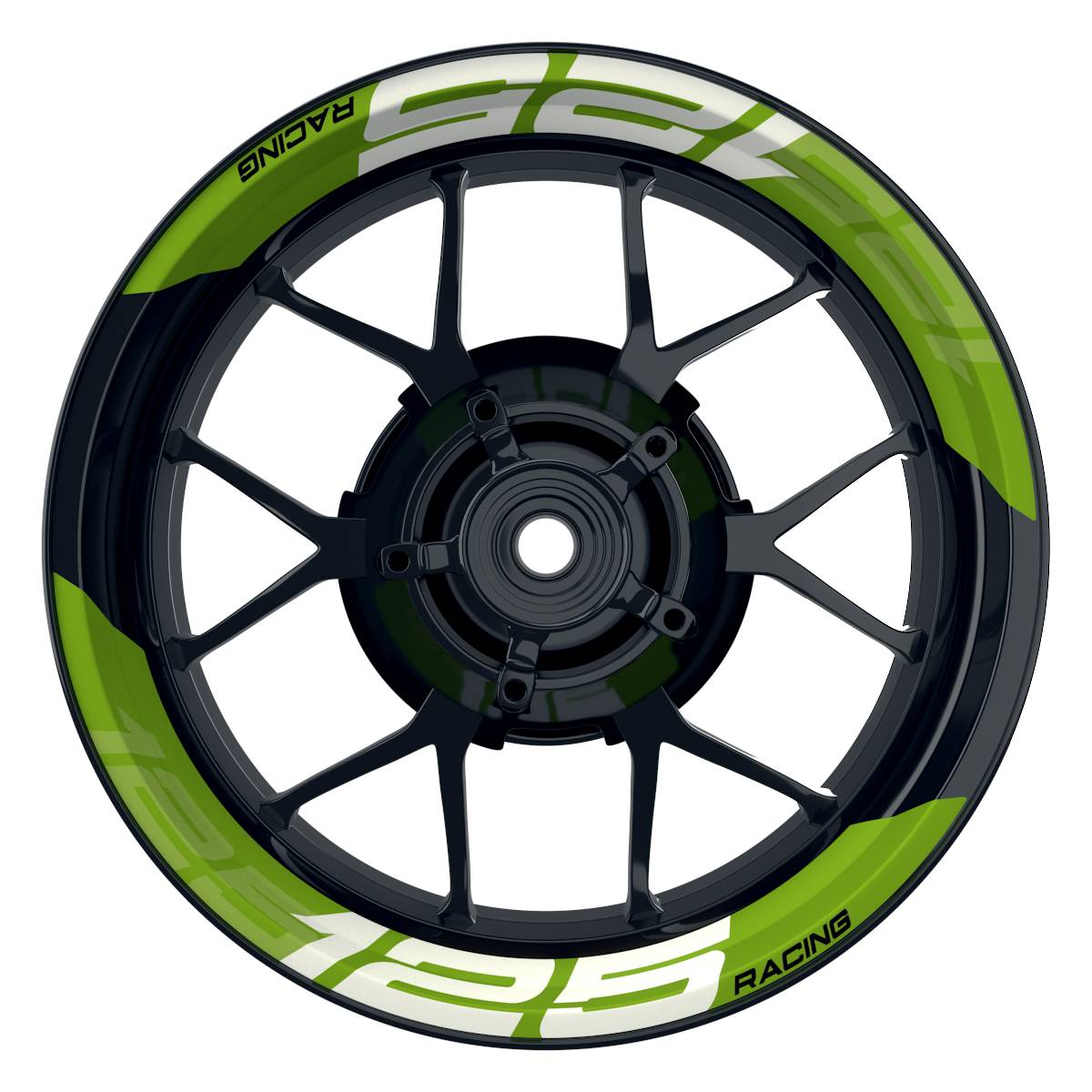 Wheelsticker Felgenaufkleber KTM Racing 125 einfarbig V2 gruen Frontansicht