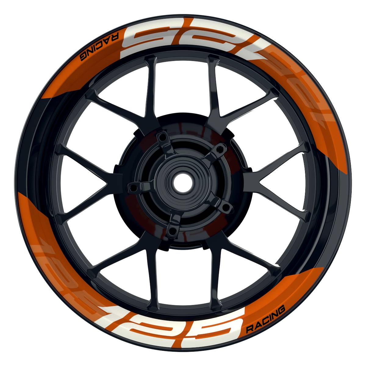 Wheelsticker Felgenaufkleber KTM Racing 125 einfarbig V2 orange Frontansicht