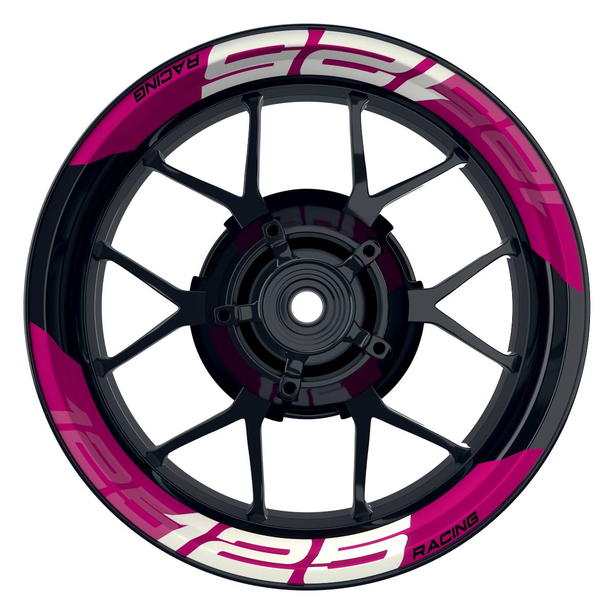 Wheelsticker Felgenaufkleber KTM Racing 125 einfarbig V2 pink Frontansicht
