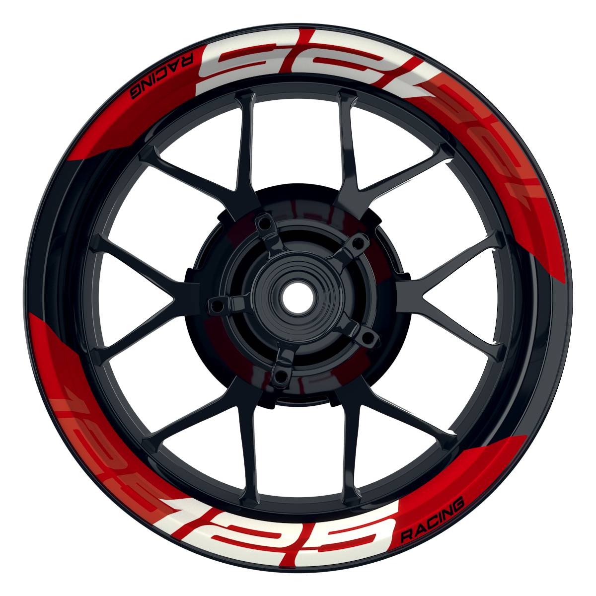 Wheelsticker Felgenaufkleber KTM Racing 125 einfarbig V2 rot Frontansicht