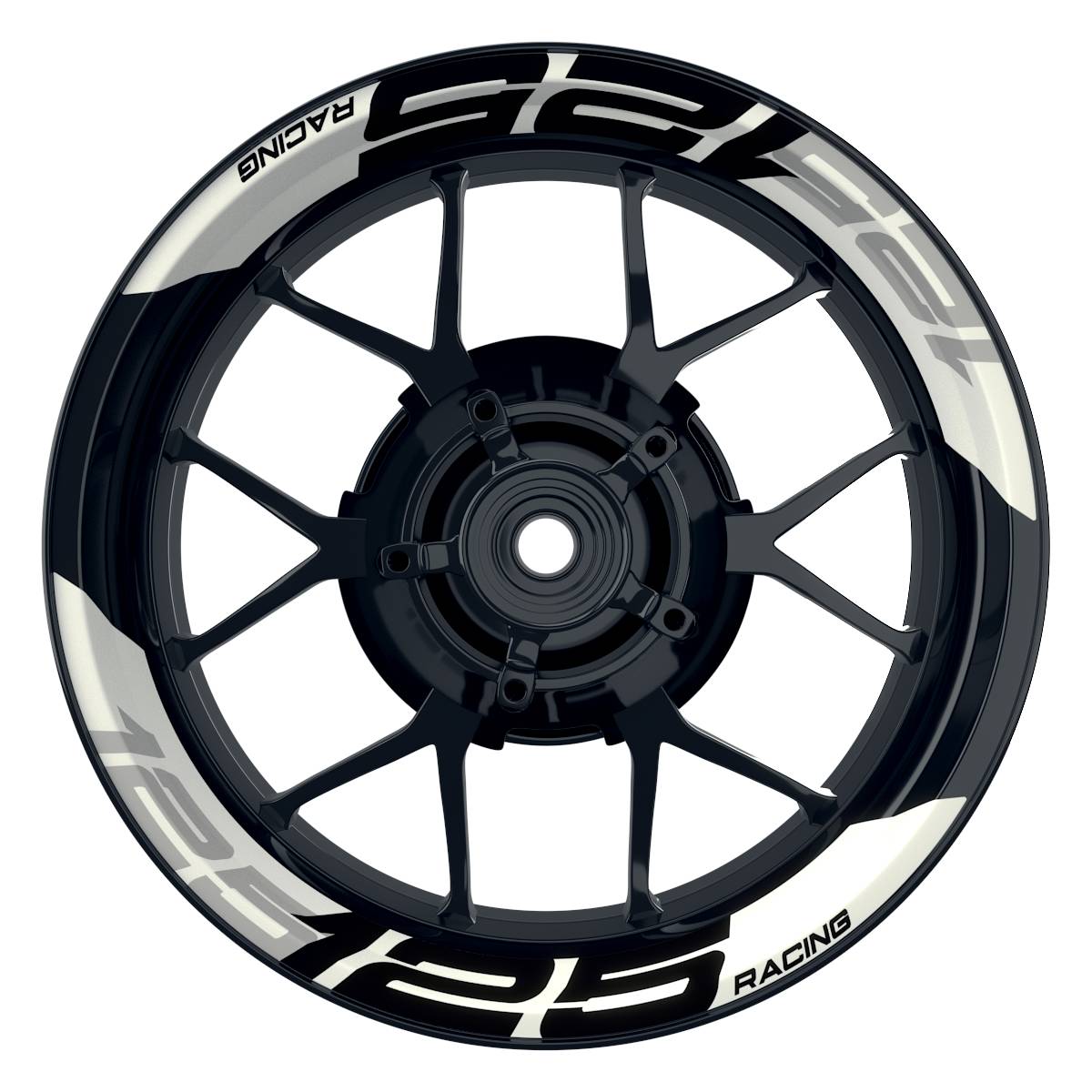 Wheelsticker Felgenaufkleber KTM Racing 125 einfarbig V2 weiss Frontansicht