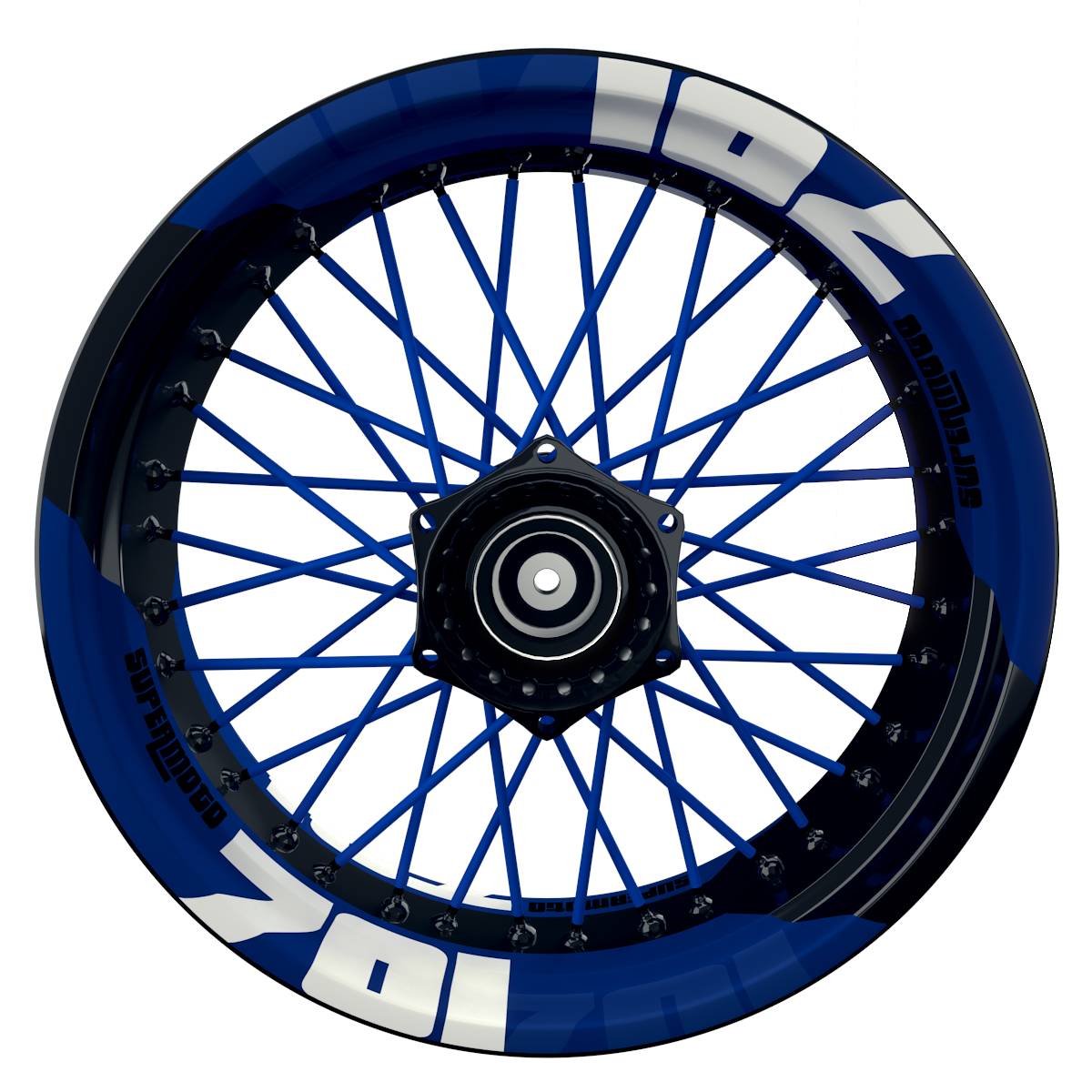 Wheelsticker Felgenaufkleber 701 Supermoto einfarbig V2 blau Frontansicht