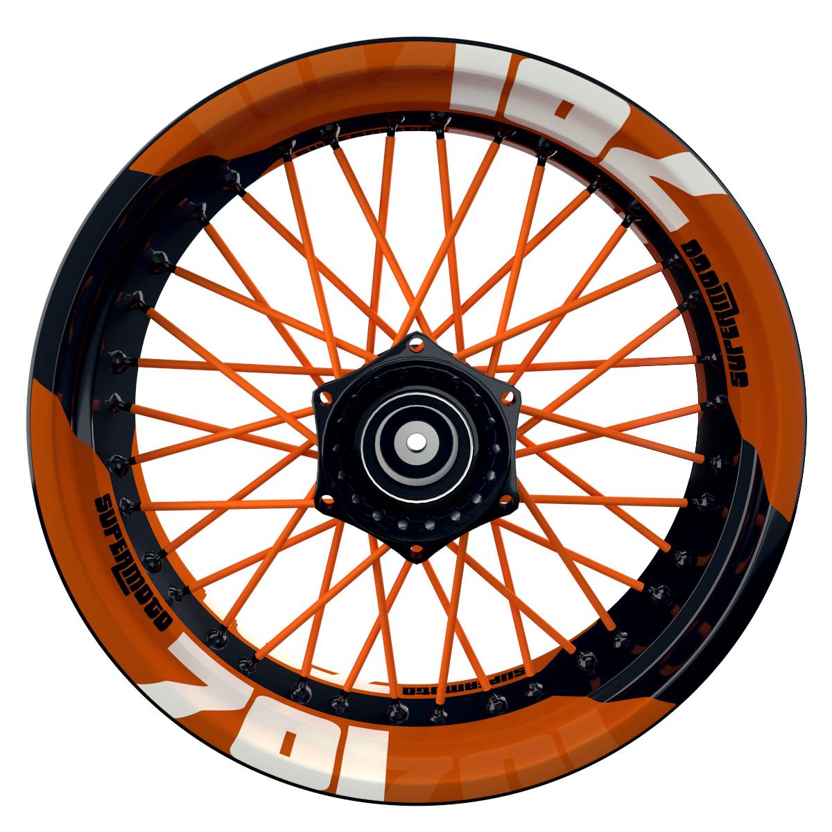 Wheelsticker Felgenaufkleber 701 Supermoto einfarbig V2 orange Frontansicht