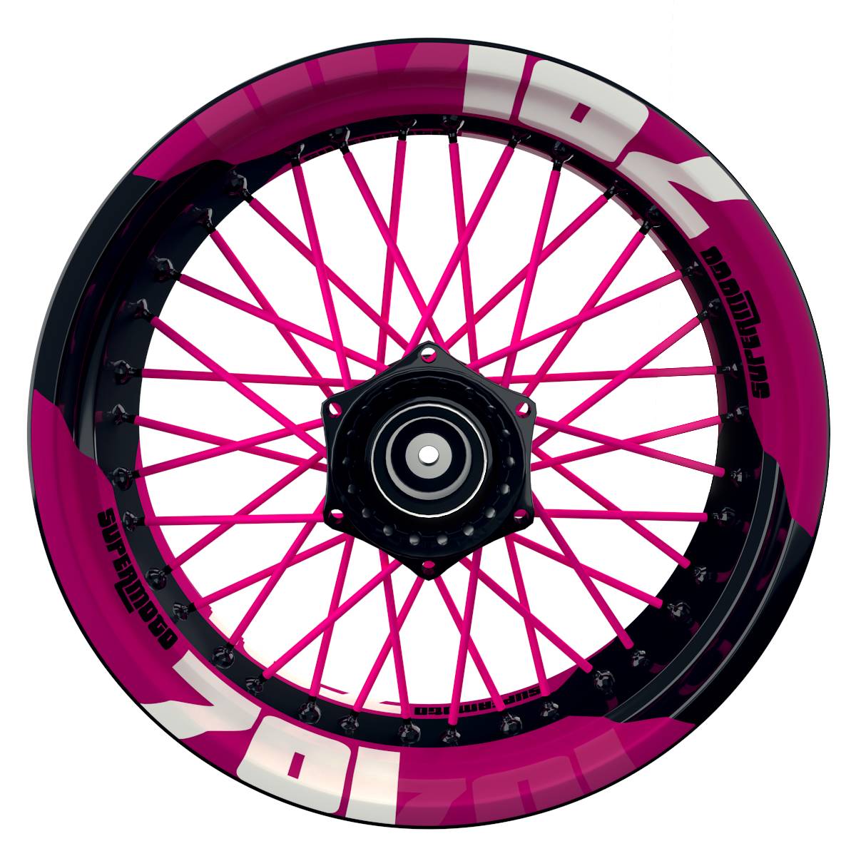 Wheelsticker Felgenaufkleber 701 Supermoto einfarbig V2 pink Frontansicht