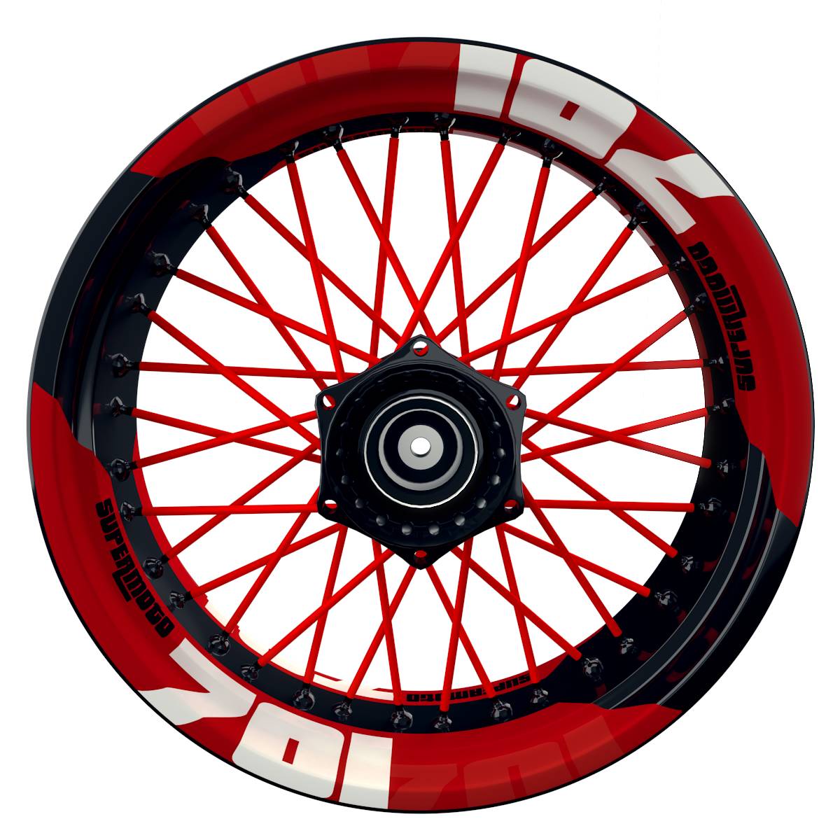 Wheelsticker Felgenaufkleber 701 Supermoto einfarbig V2 rot Frontansicht