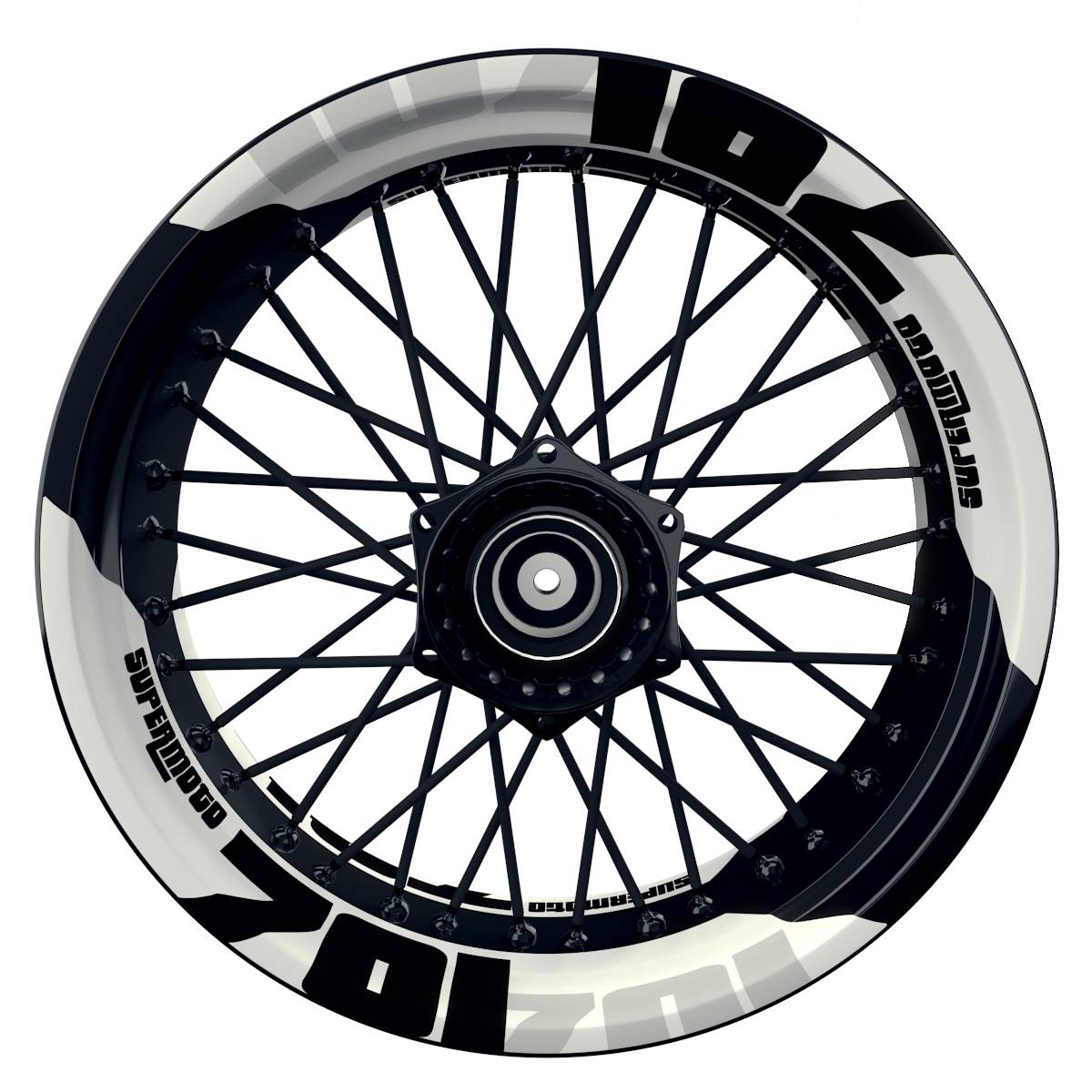 Wheelsticker Felgenaufkleber 701 Supermoto einfarbig V2 weiss Frontansicht