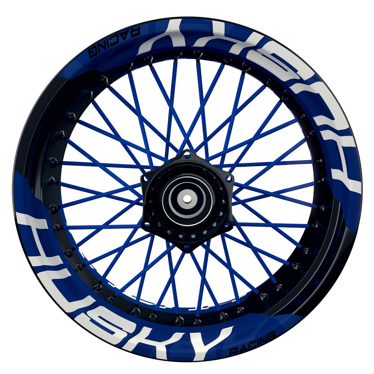 Wheelsticker Felgenaufkleber HUSKY Racing einfarbig V2 blau Frontansicht