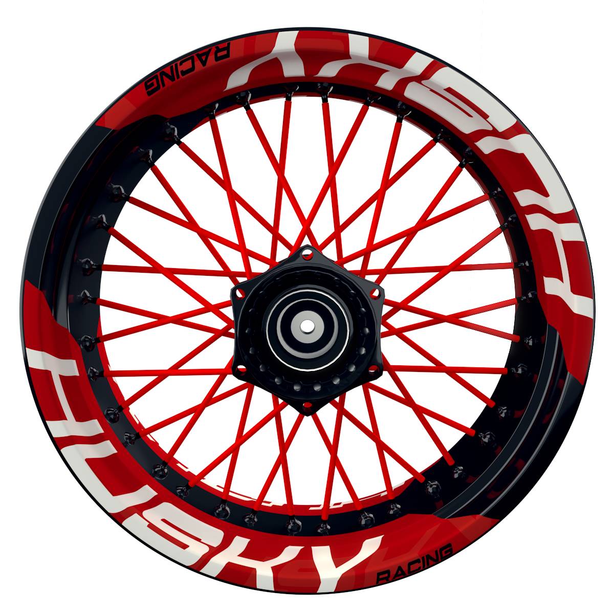 Wheelsticker Felgenaufkleber HUSKY Racing einfarbig V2 rot Frontansicht