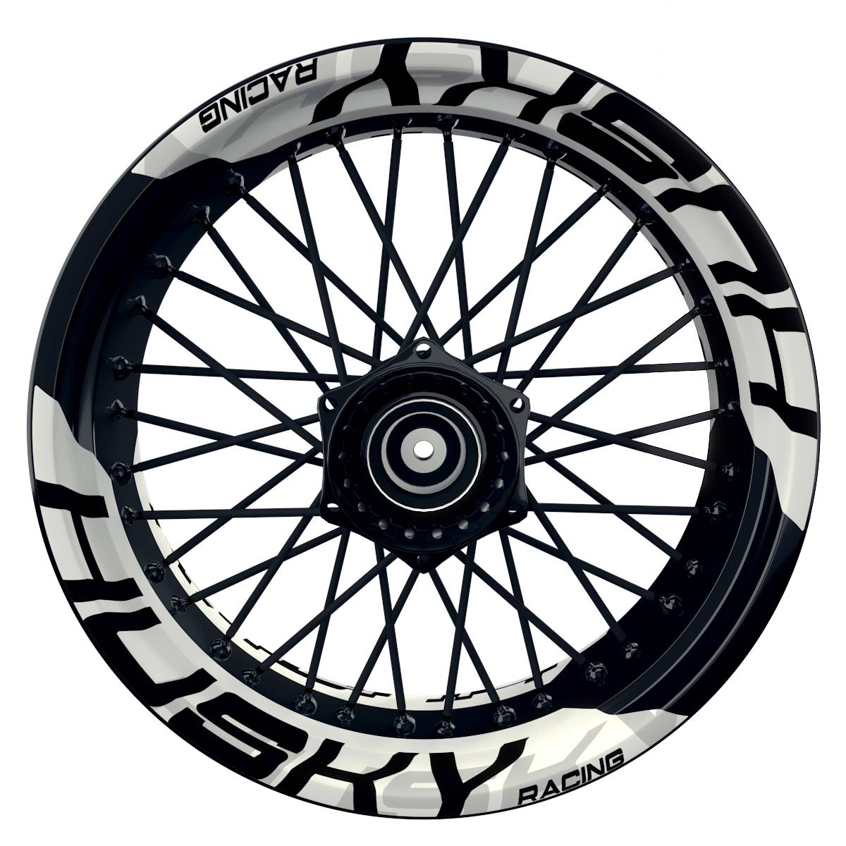 Wheelsticker Felgenaufkleber HUSKY Racing einfarbig V2 weiss Frontansicht