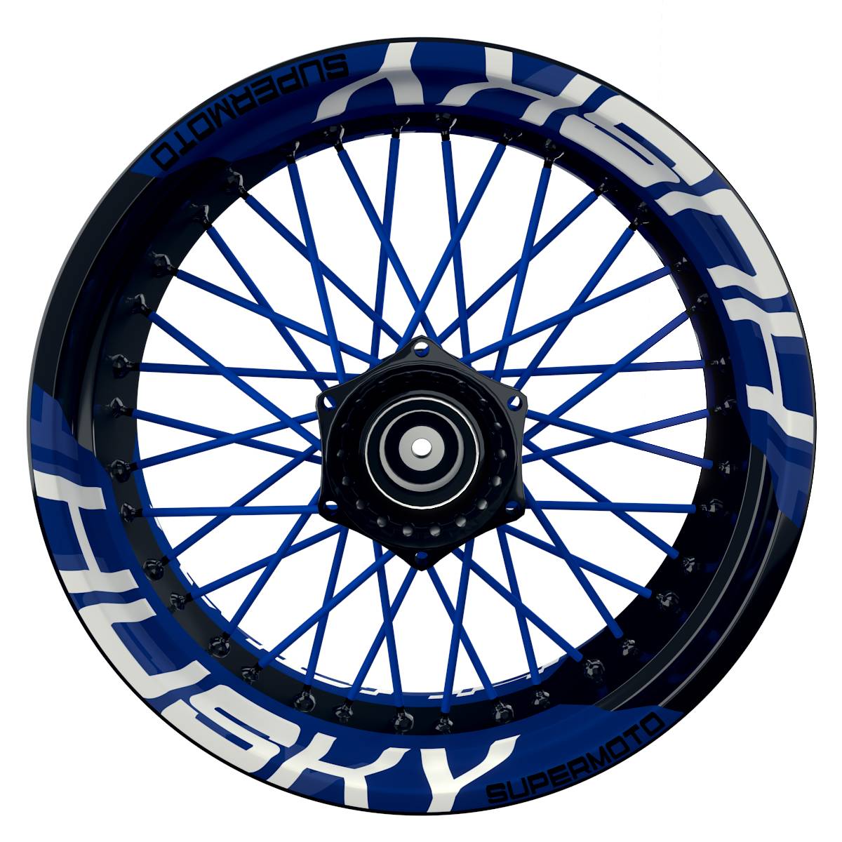 Wheelsticker Felgenaufkleber HUSKY Supermoto einfarbig V2 blau Frontansicht