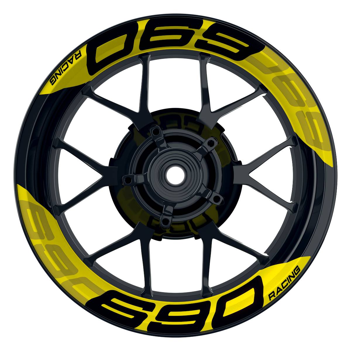 Wheelsticker Felgenaufkleber KTM Racing 690 einfarbig V2 gelb Frontansicht