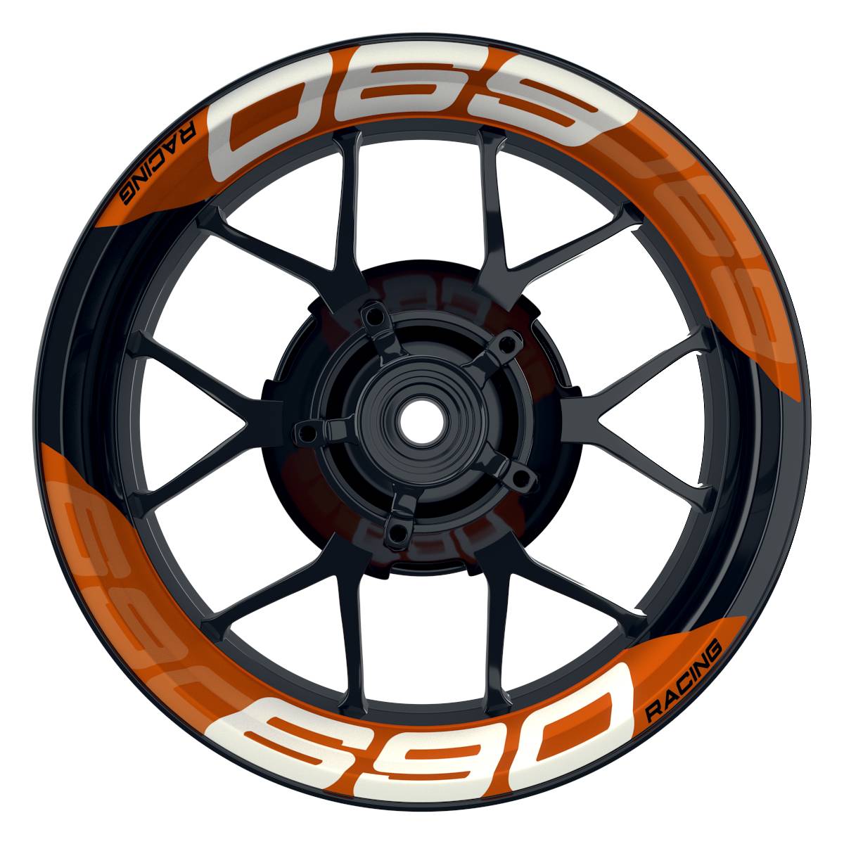 Wheelsticker Felgenaufkleber KTM Racing 690 einfarbig V2 orange Frontansicht