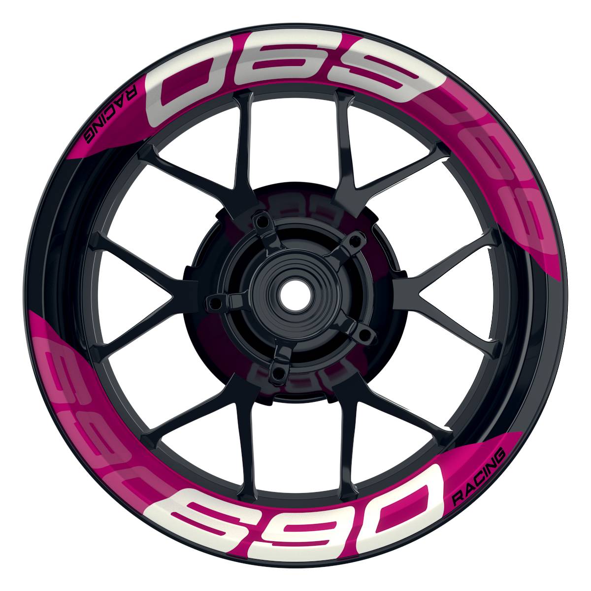 Wheelsticker Felgenaufkleber KTM Racing 690 einfarbig V2 pink Frontansicht