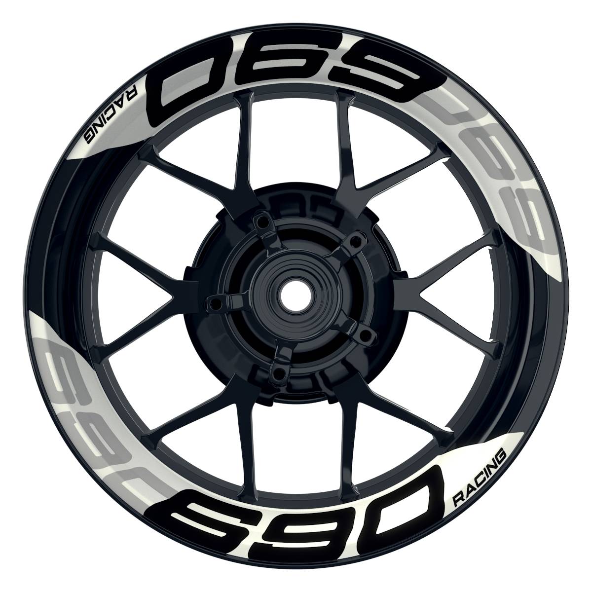 Wheelsticker Felgenaufkleber KTM Racing 690 einfarbig V2 weiss Frontansicht