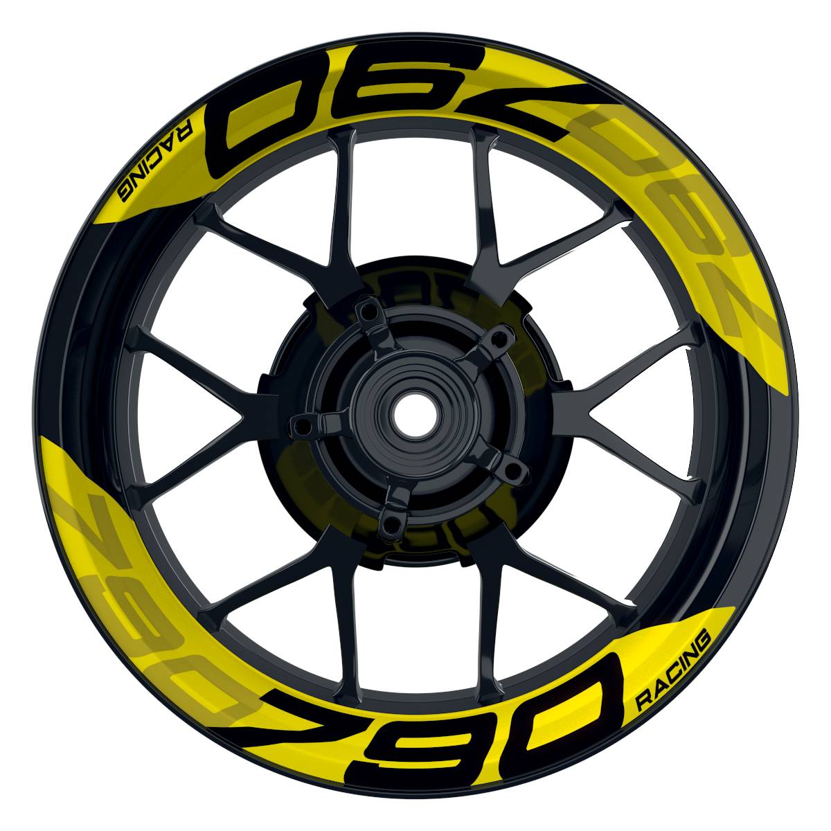 Wheelsticker Felgenaufkleber KTM Racing 790 einfarbig V2 gelb Frontansicht