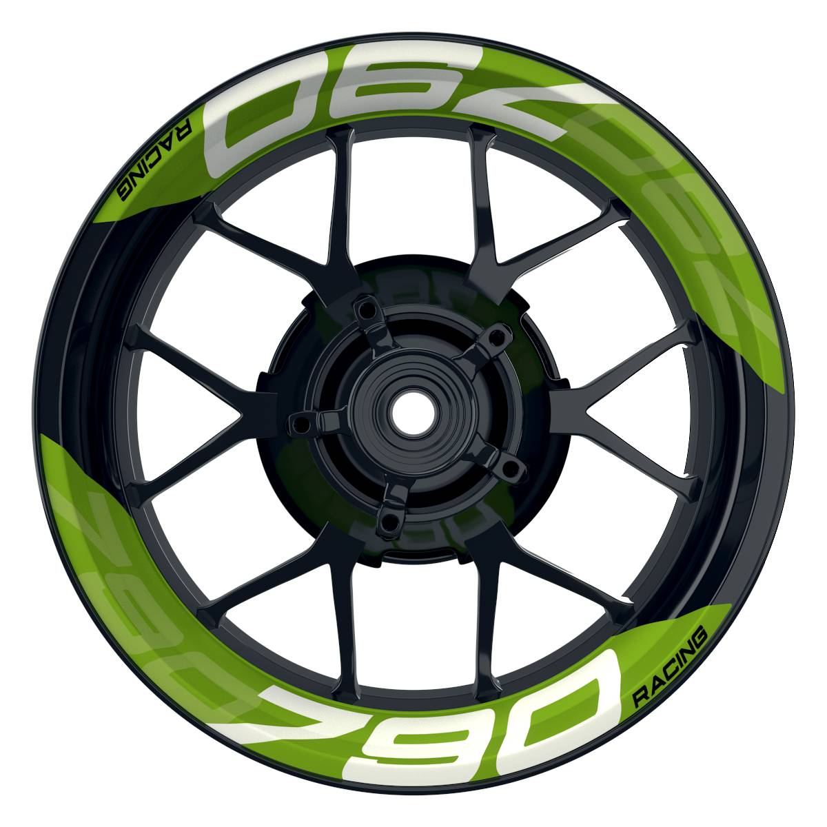 Wheelsticker Felgenaufkleber KTM Racing 790 einfarbig V2 gruen Frontansicht