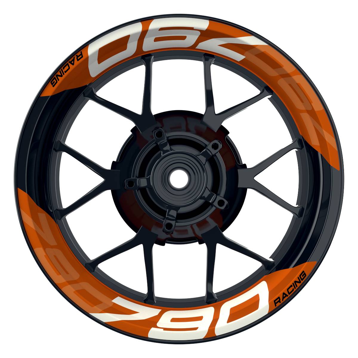 Wheelsticker Felgenaufkleber KTM Racing 790 einfarbig V2 orange Frontansicht