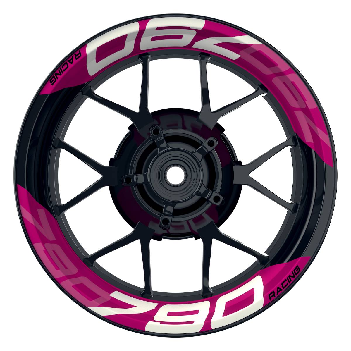 Wheelsticker Felgenaufkleber KTM Racing 790 einfarbig V2 pink Frontansicht